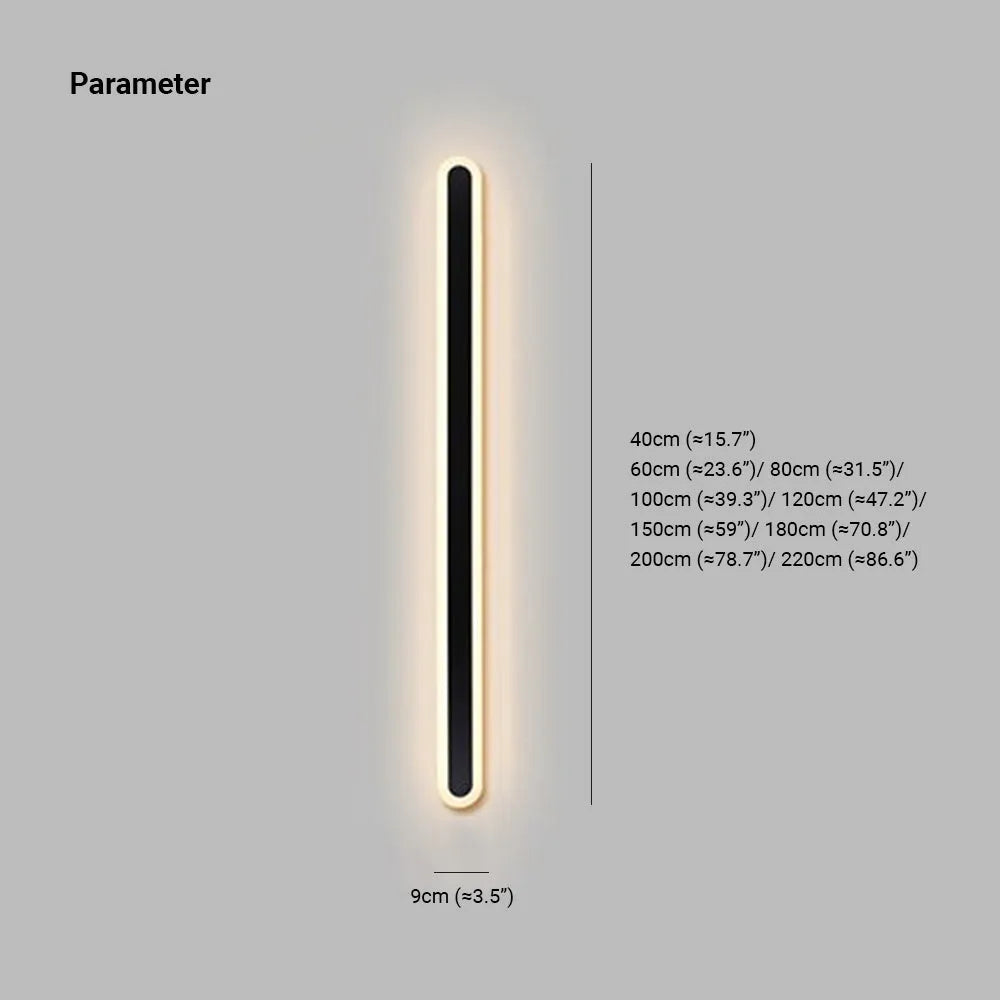 Lampada da parete per esterni lineare ovale in metallo nero
