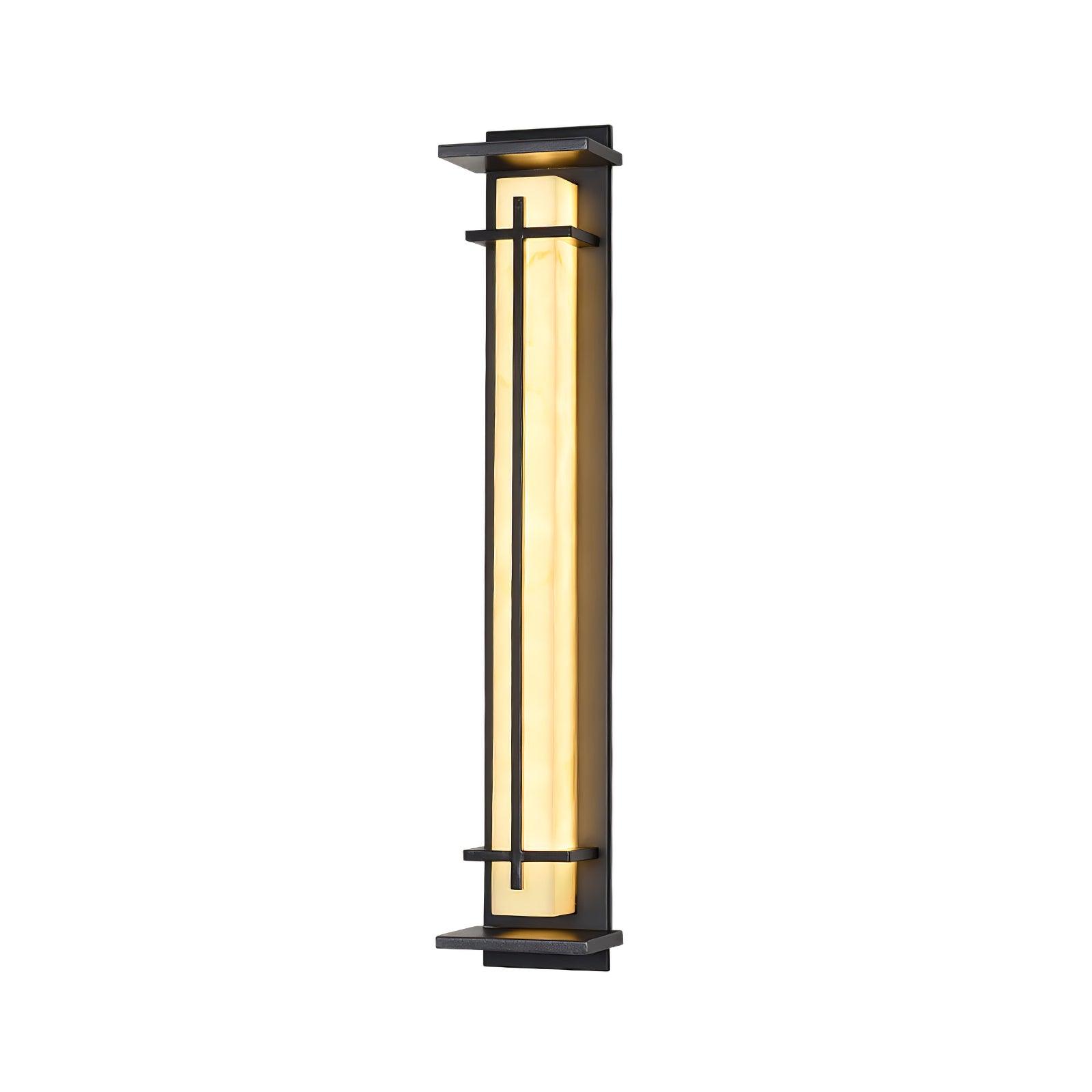 Lampada da parete per esterni rettangolare in acciaio inox con diffusore effetto alabastro, LED integrato IP65