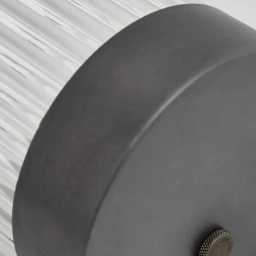 Lampada da parete per esterni semicilindrica in vetro rigato nero, moderna lampada da giardino