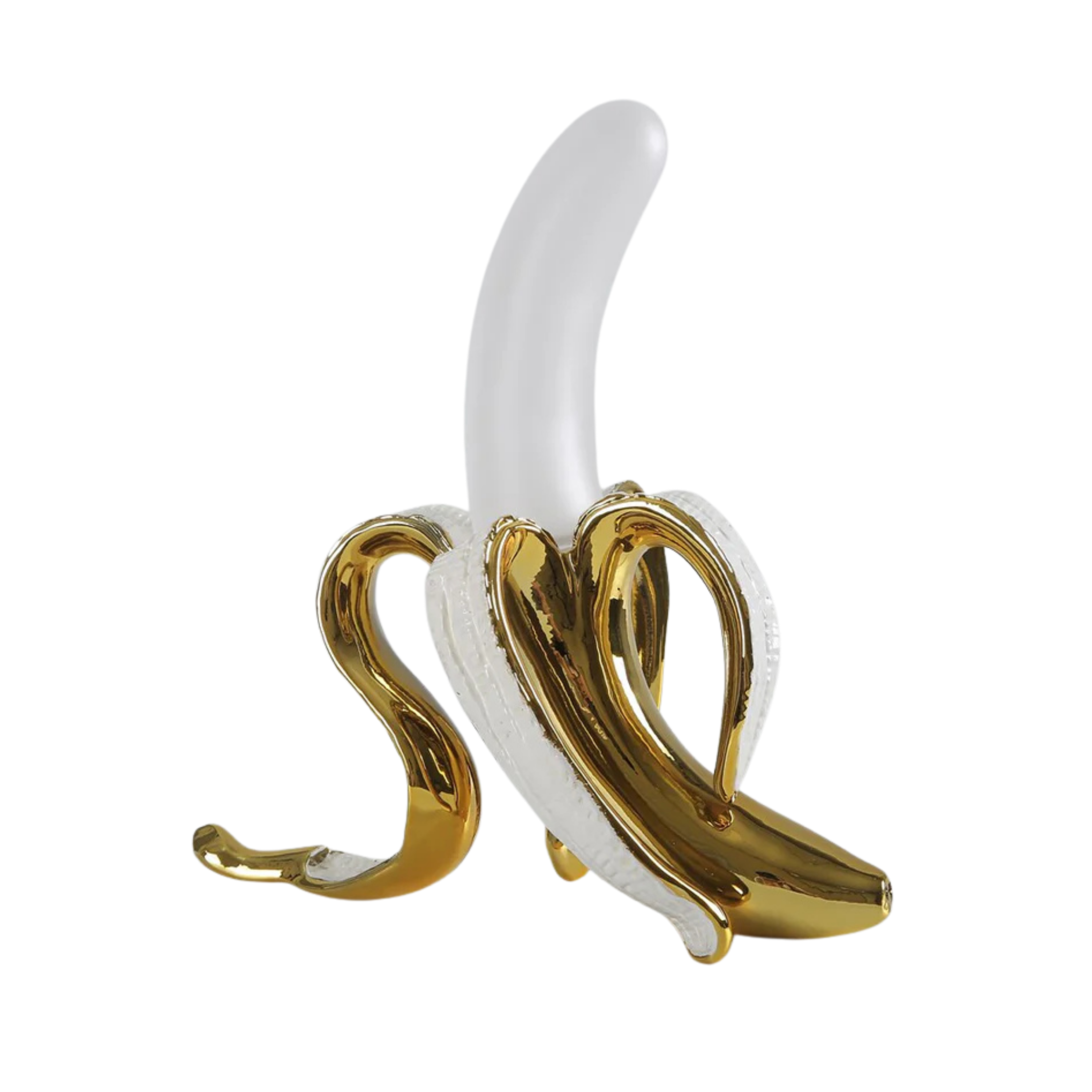 Lampada da tavolo LED a forma di banana effetto ottone, stile art deco