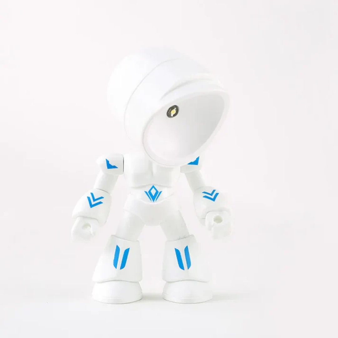 Lampada da tavolo LED a forma di robot, senza fili a batteria