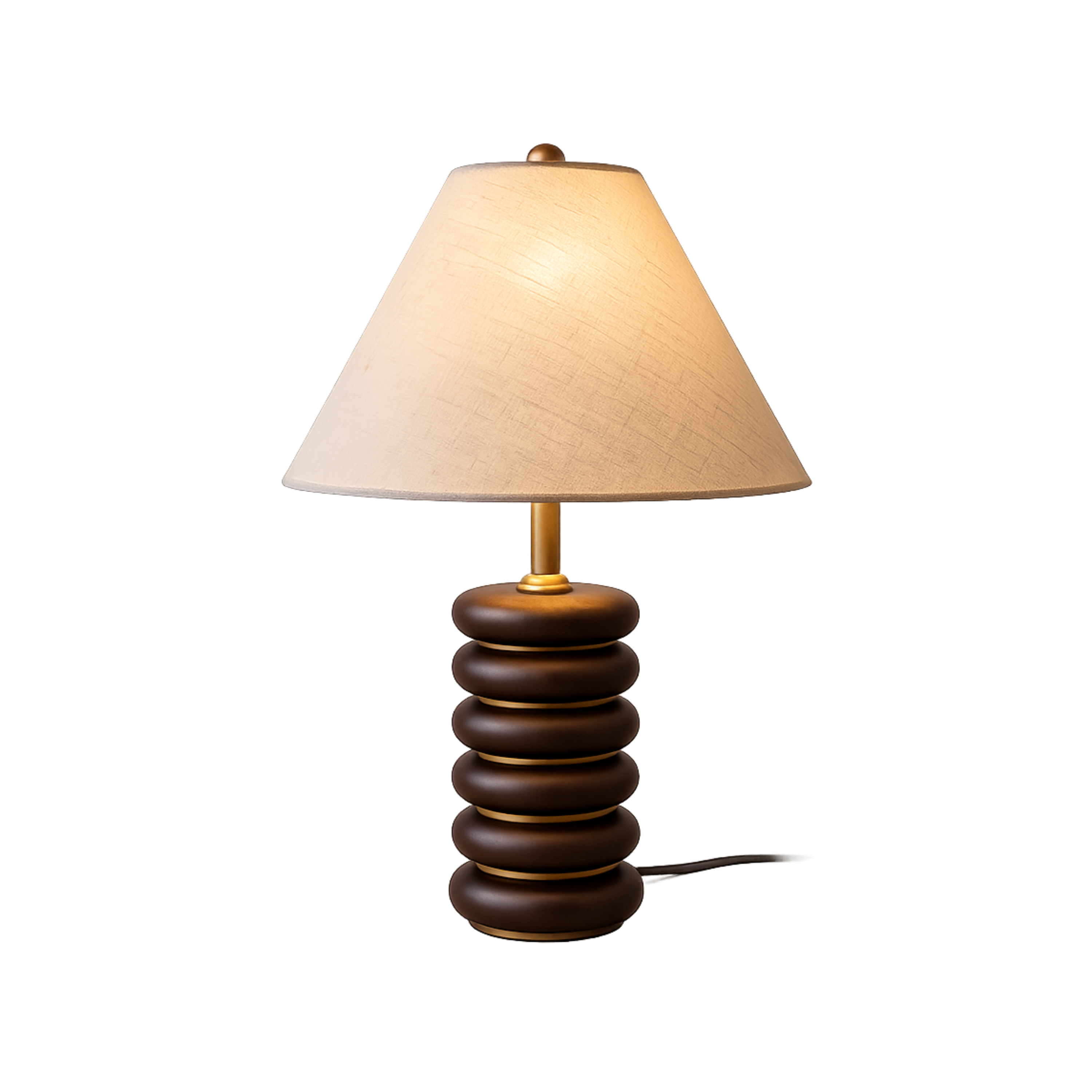 Lampada da tavolo LED Greyson in resina e metallo, noce e oro