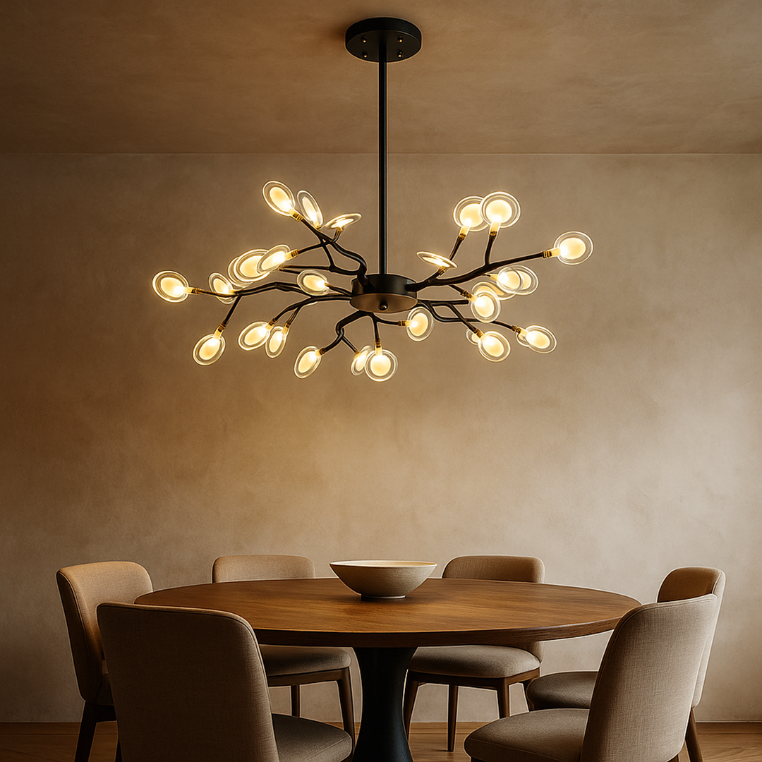 Lampadario a rami in acrilico con LED per soggiorno