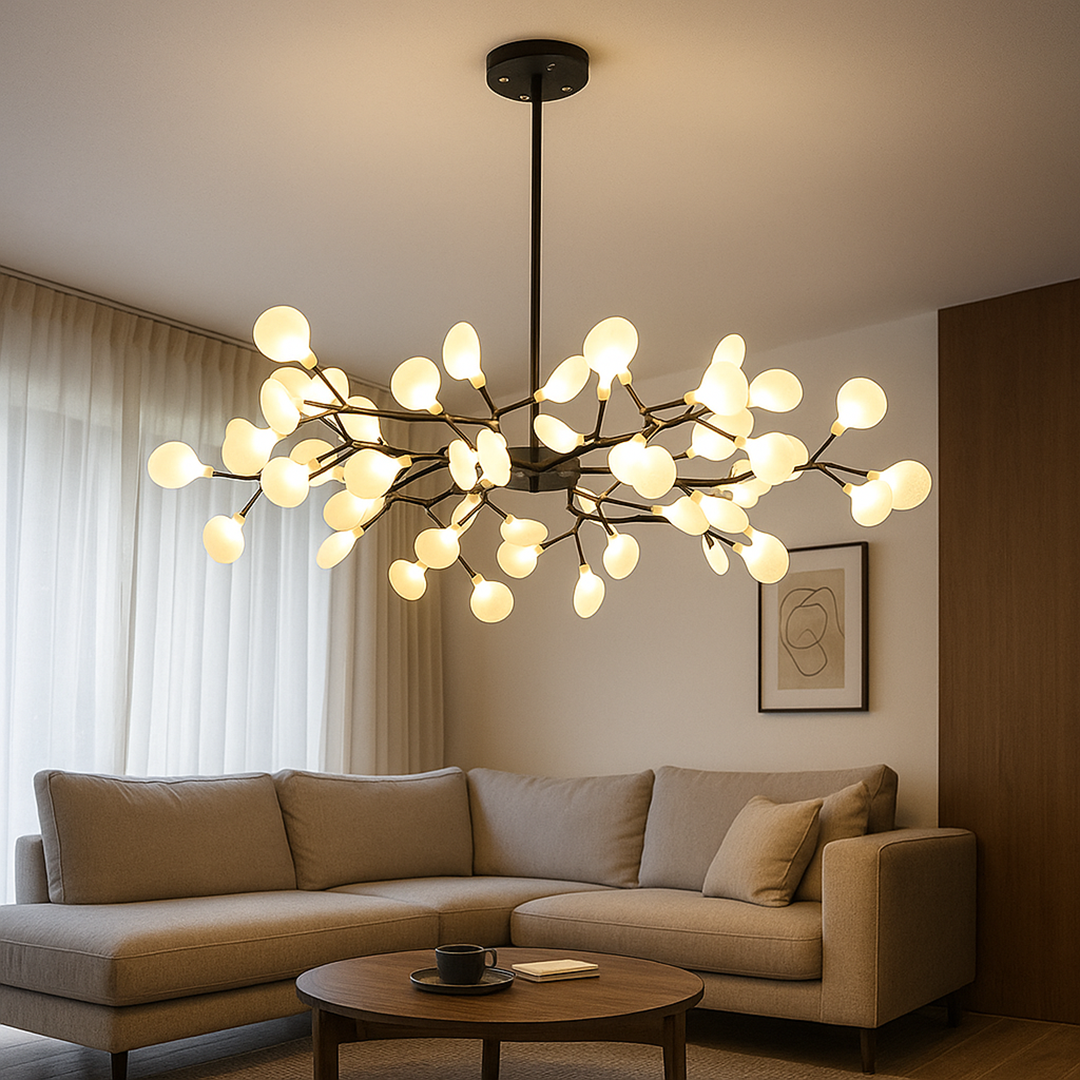 Lampadario a rami in acrilico con LED per soggiorno