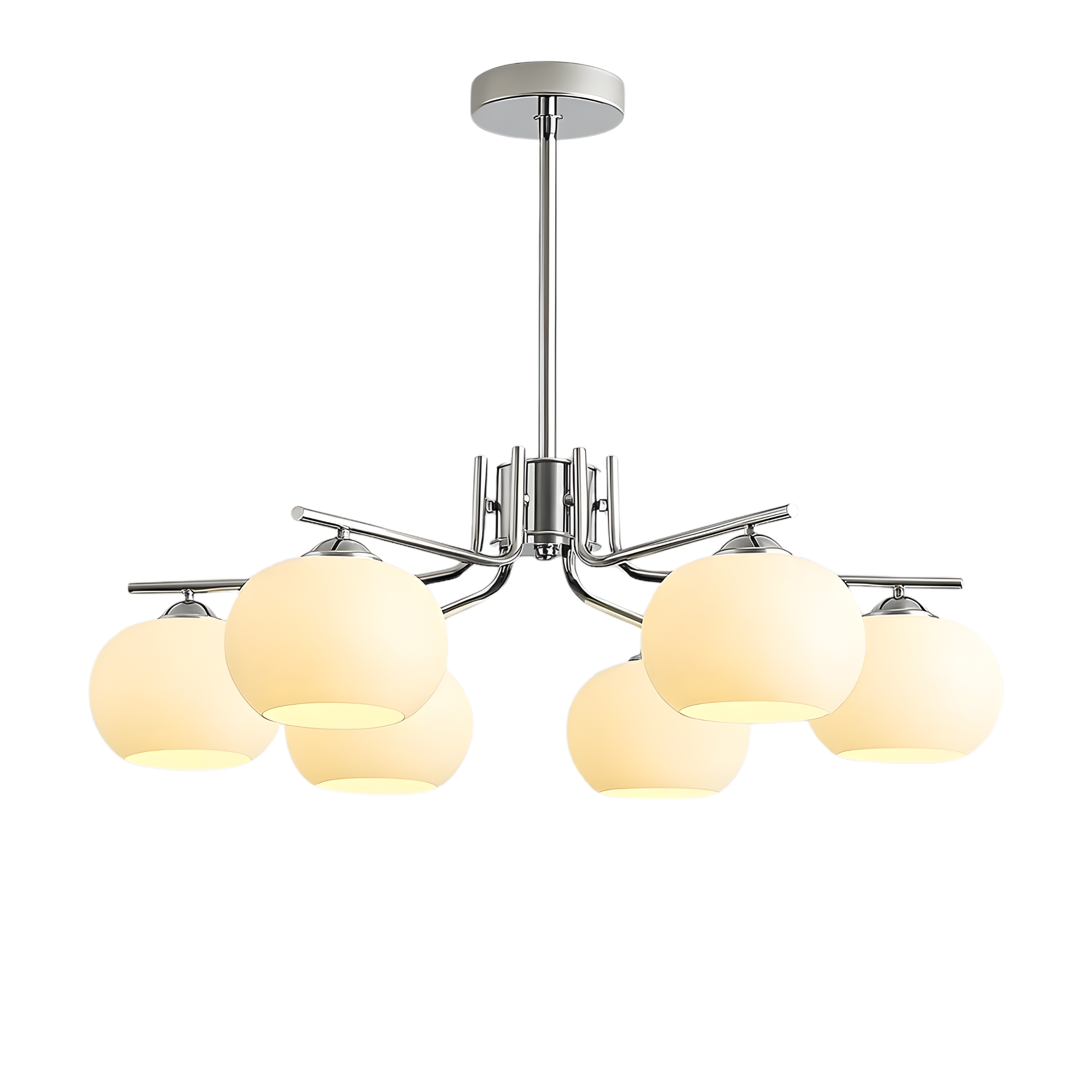 Lampadario a soffitto Bauhaus a più bracci in vetro opaco