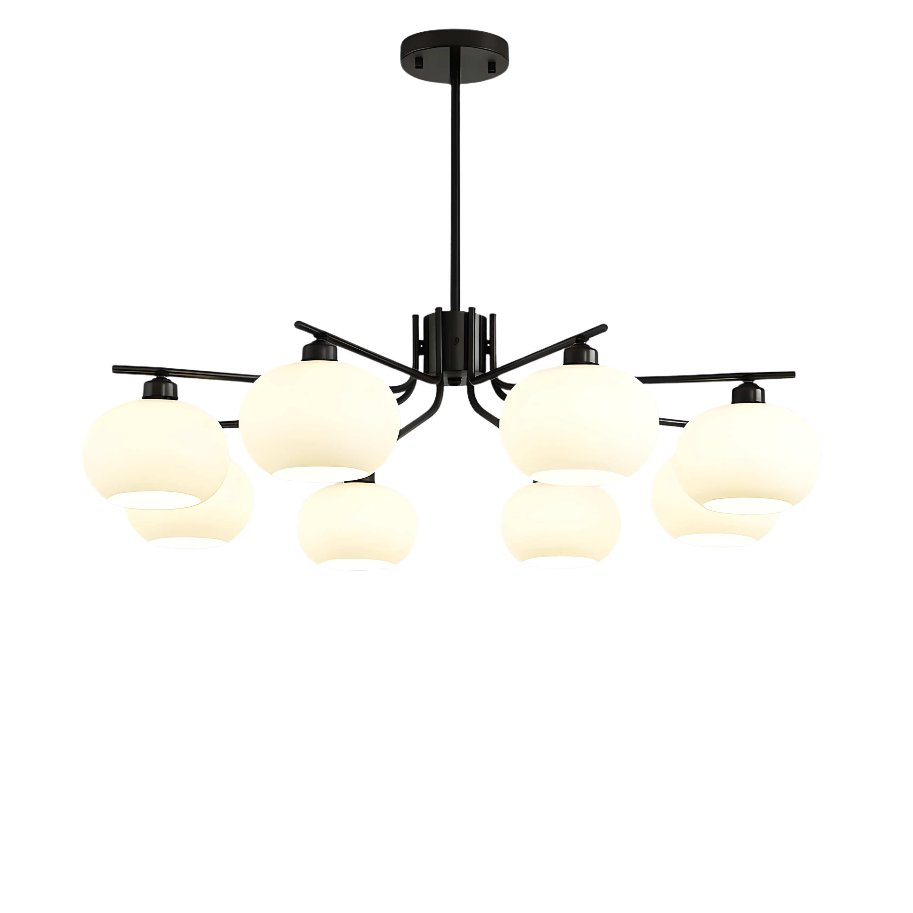 Lampadario a soffitto Bauhaus a più bracci in vetro opaco