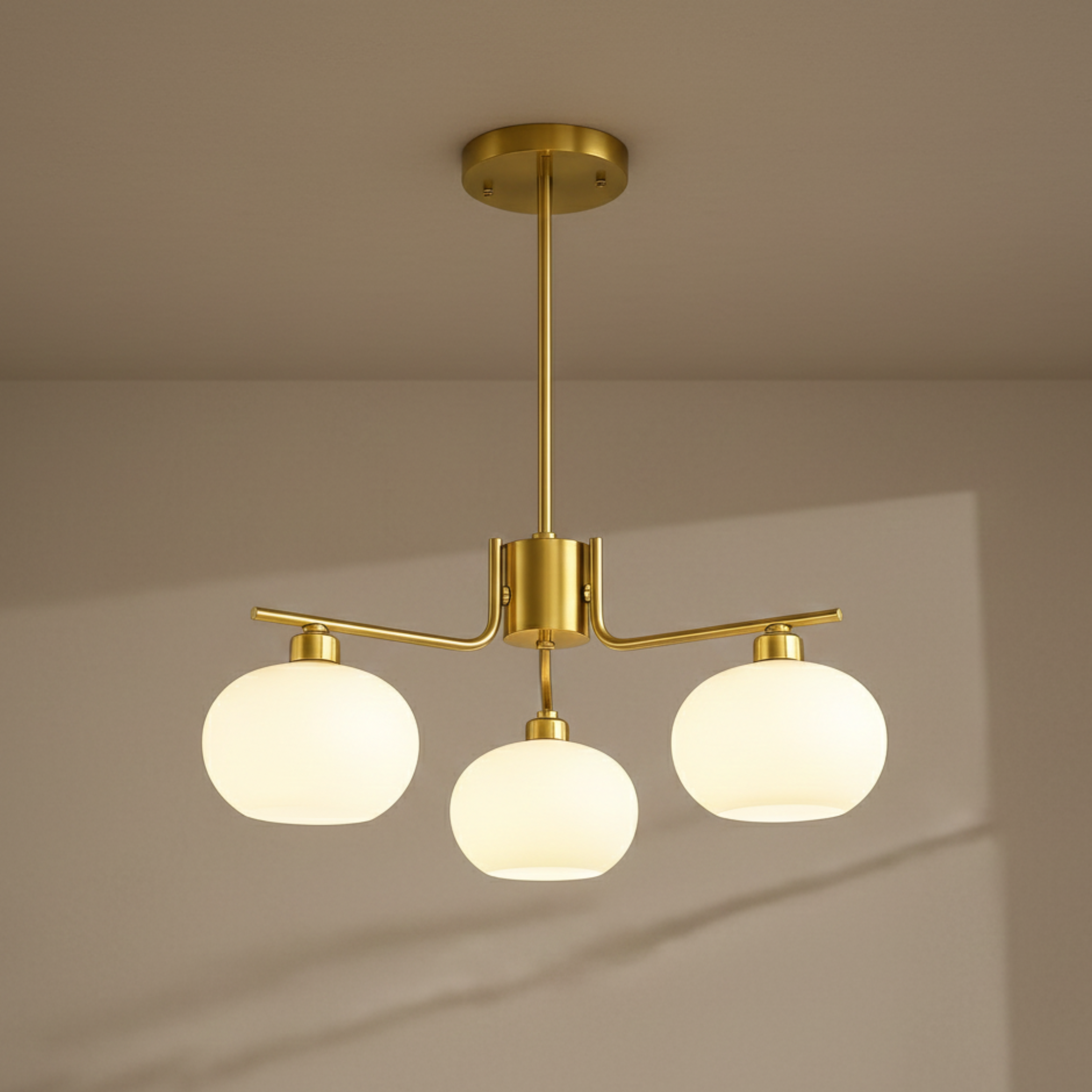 Lampadario a soffitto Bauhaus a più bracci in vetro opaco