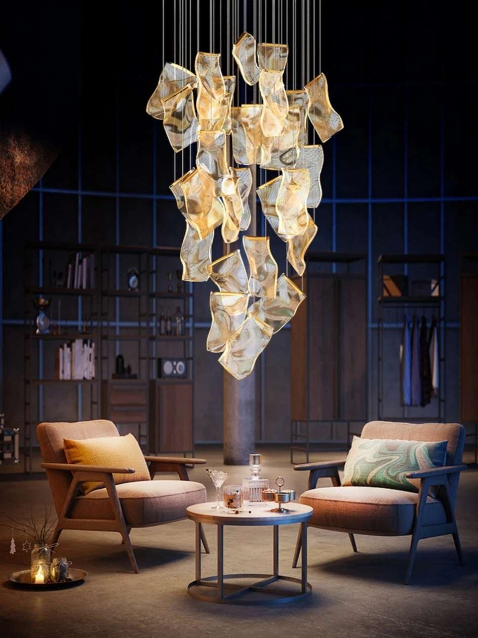Lampadario a sospensione Jonas in stile postmoderno per scale