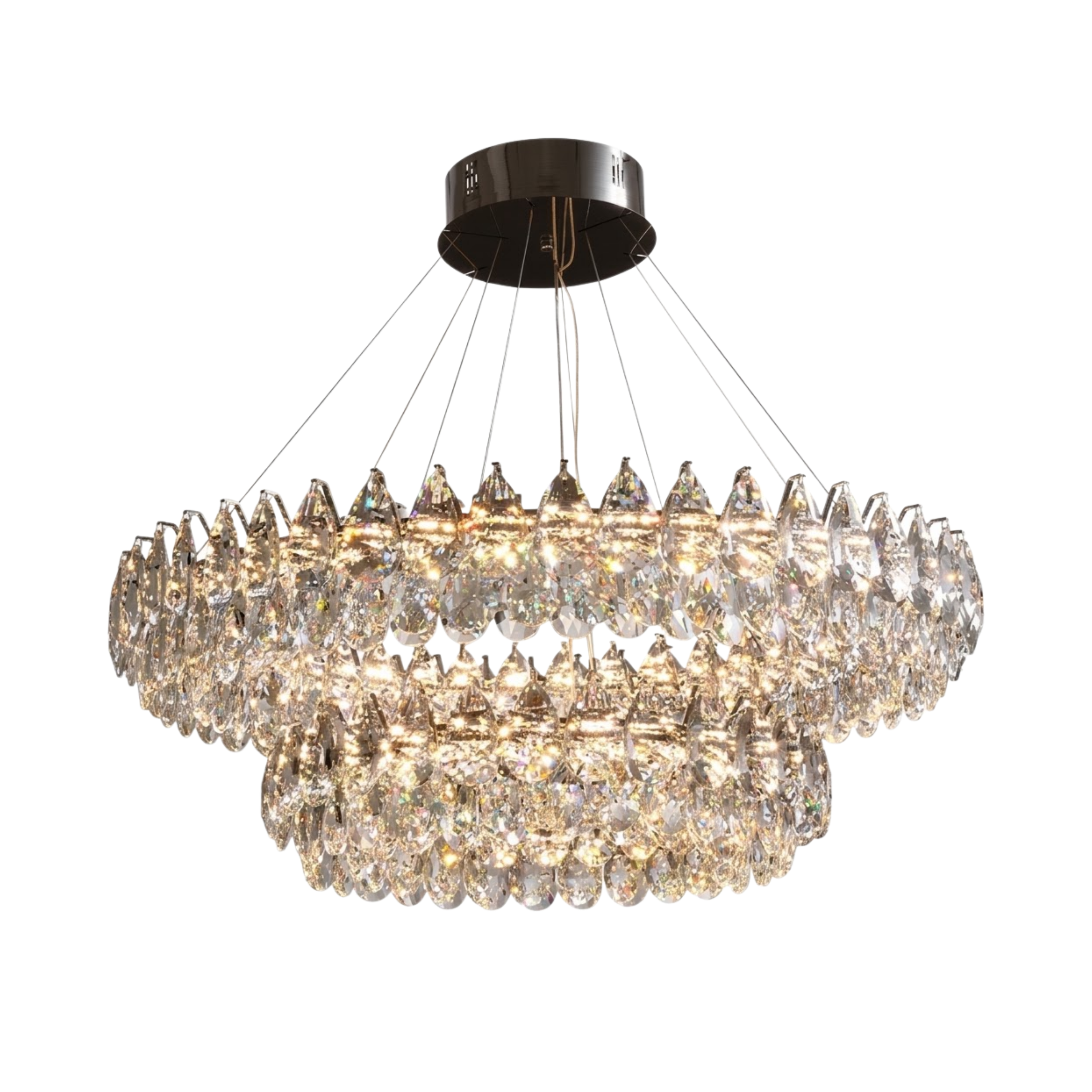 Lampadario a sospensione moderno ad anello in cristallo