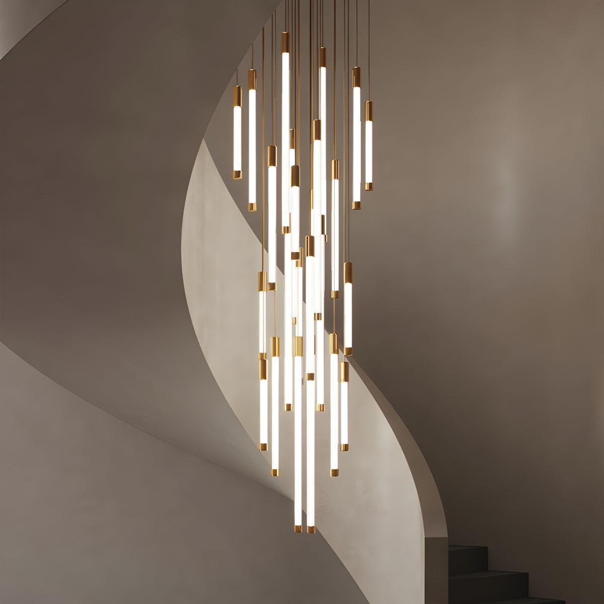 Lampadario a sospensione moderno per scale dimmerabile con design a tubo verticale