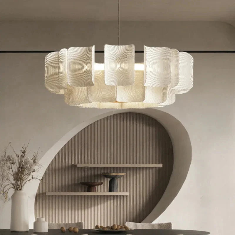 Lampadario Arten moderno in acrilico bianco a due livelli con LED