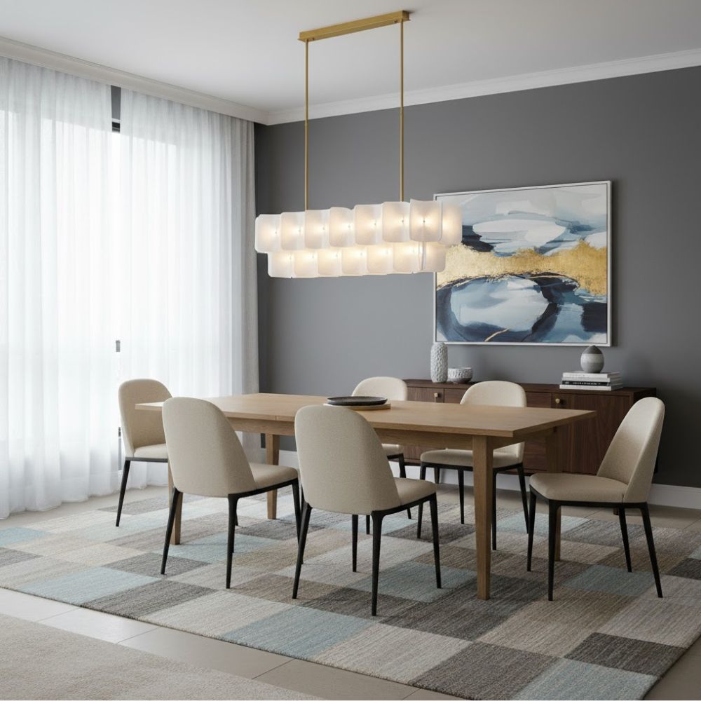 Lampadario Arten moderno in acrilico bianco a due livelli con LED