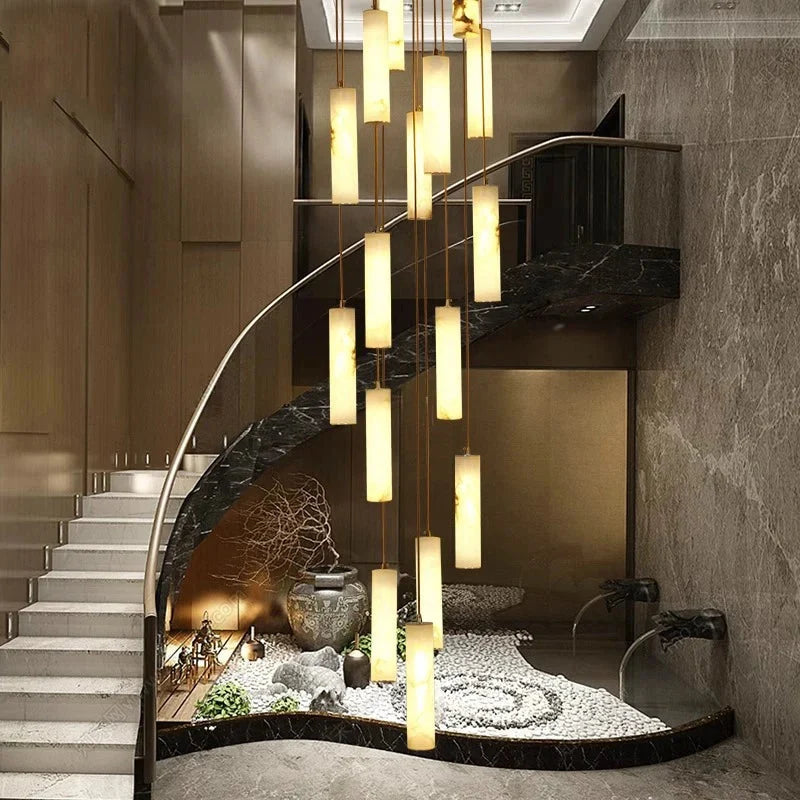 Lampadario Darlen moderno per scale in marmo con telecomando