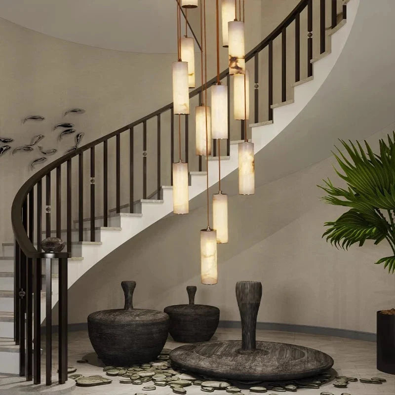 Lampadario Darlen moderno per scale in marmo con telecomando
