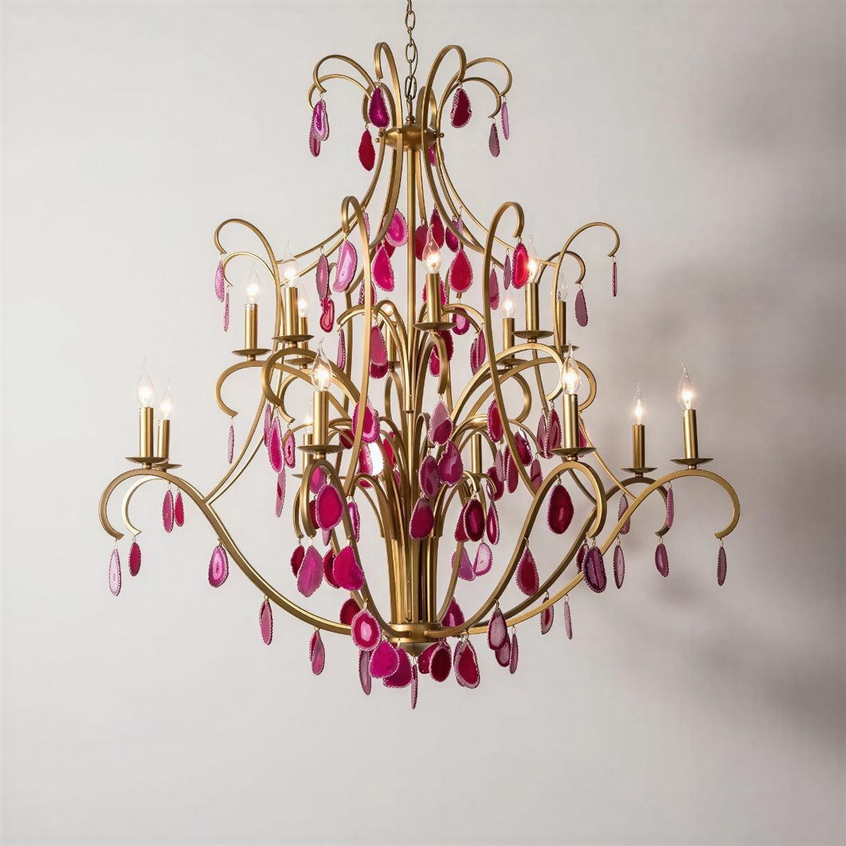 Lampadario moderno in cristallo con design in agata