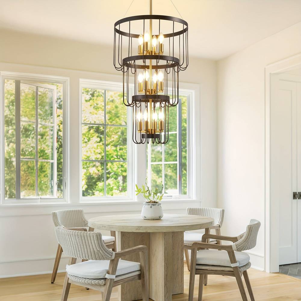 Lampadario rustico farmhouse a 12 luci per scala