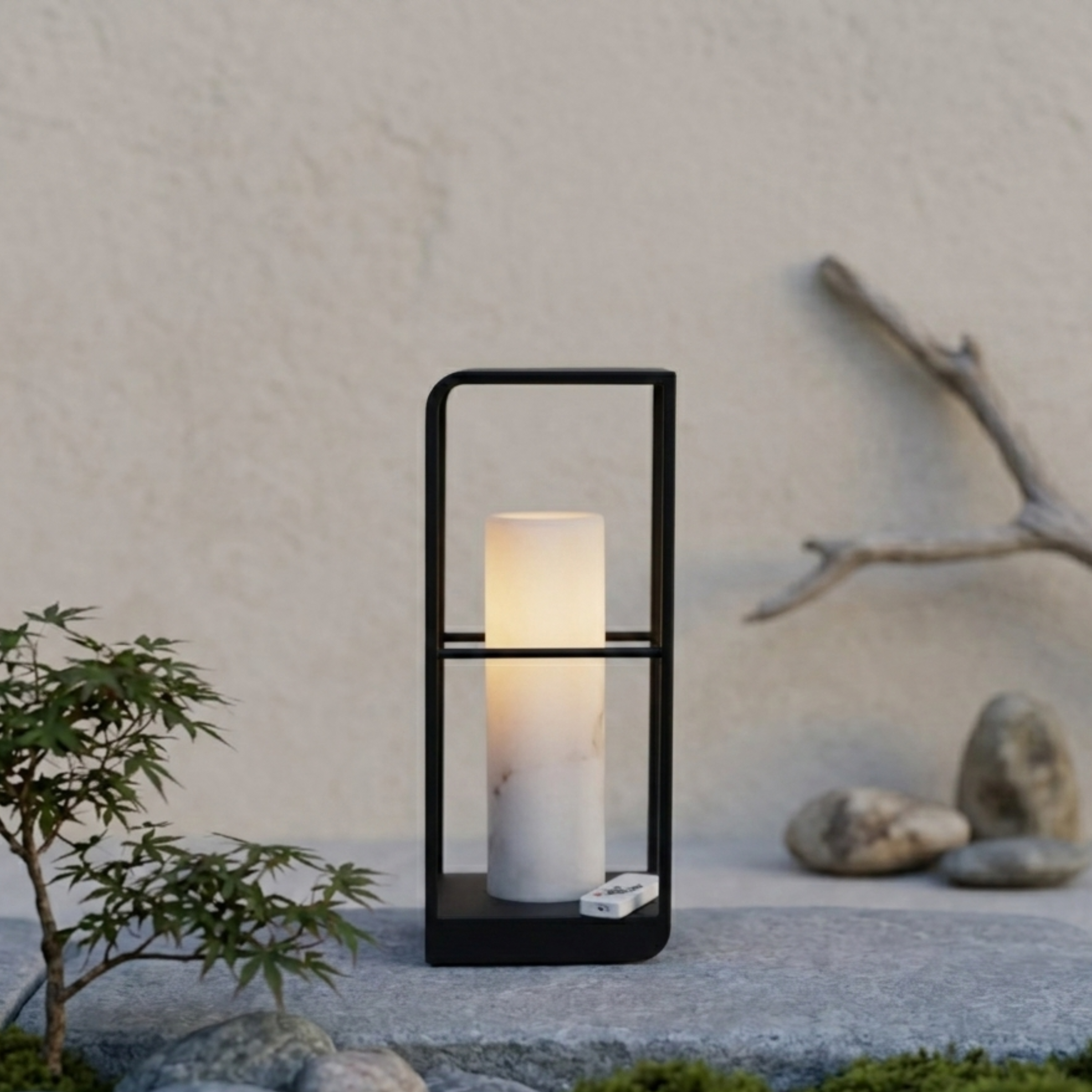 Lanterna da esterno solare a LED nera in alluminio e acrilico per giardino e patio