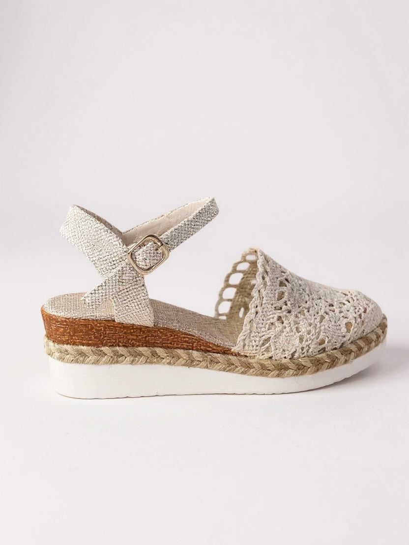 Livia espadrillas donna traforate con plateau e cinturino alla caviglia, foto 3
