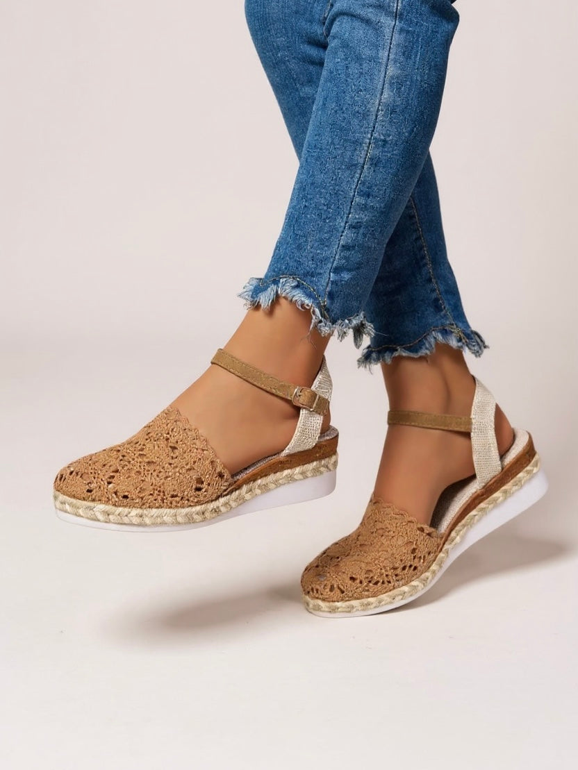 Livia espadrillas donna traforate con plateau e cinturino alla caviglia, foto 8