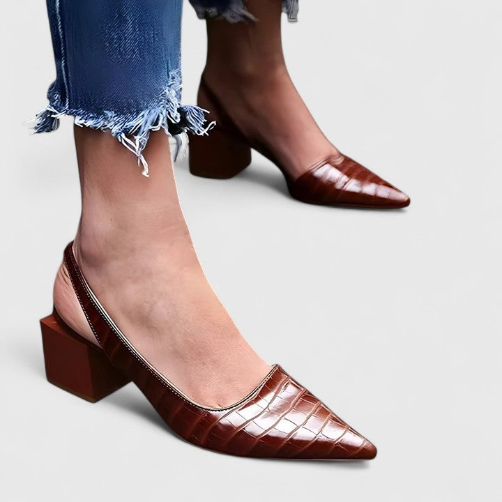 Maria Carla slingback donna con punta affusolata e tacco basso, foto 2