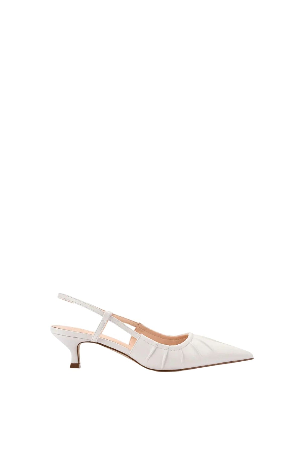 Martina slingback donna a punta con tacco basso e tomaia arricciata, foto 1