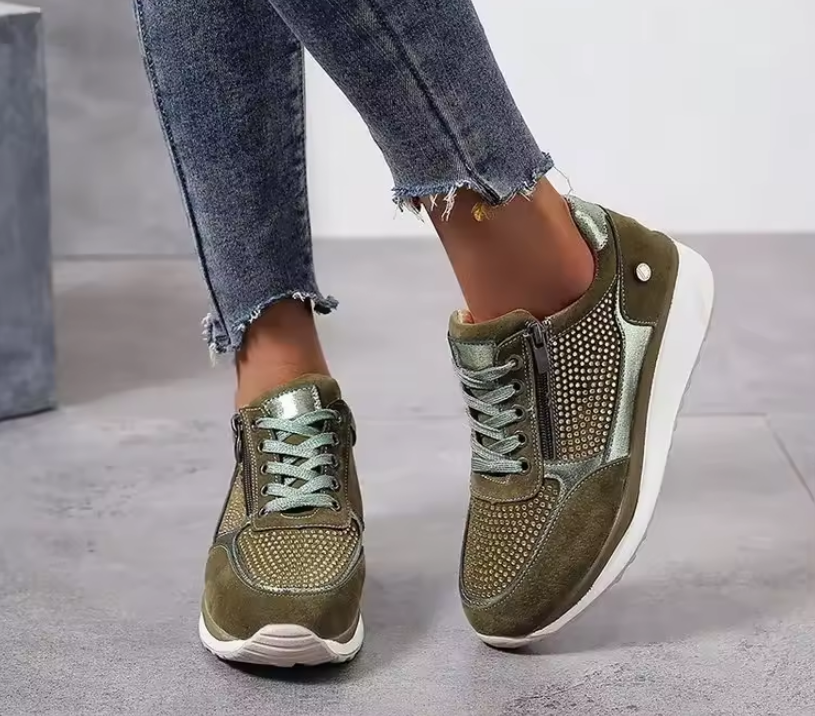 Matelda sneakers donna con lacci e zip laterale in similpelle, foto 3