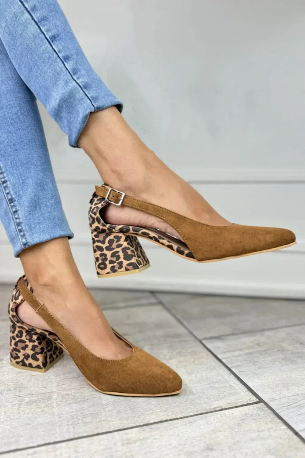 Milena slingback donna a punta con tacco largo leopardato, foto 2