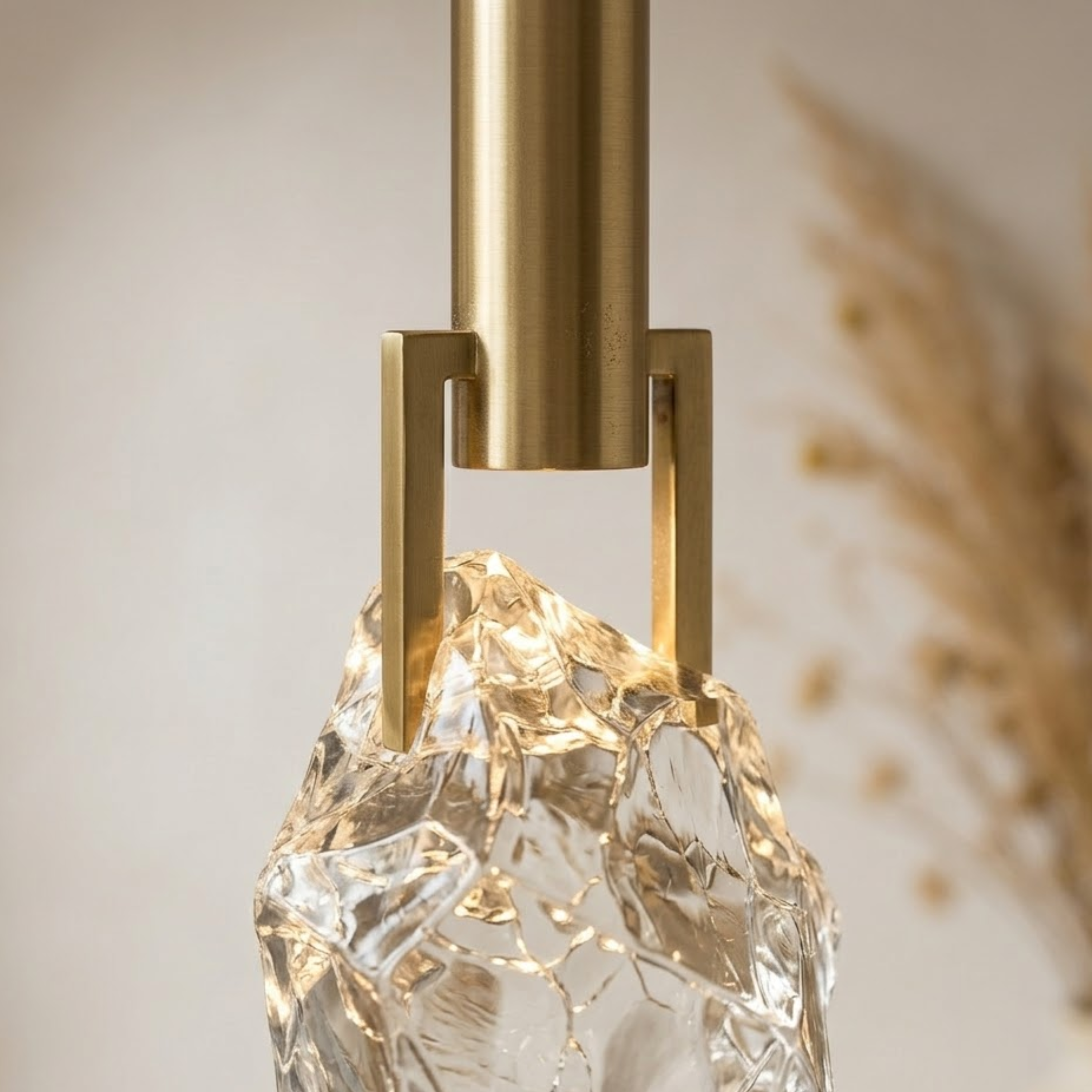 Mini lampada a sospensione moderna in cristallo a forma di pietra, nera o oro