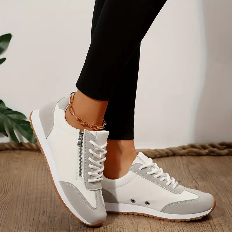 Nara sneakers donna stile retrò con lacci e zip laterale, foto 2