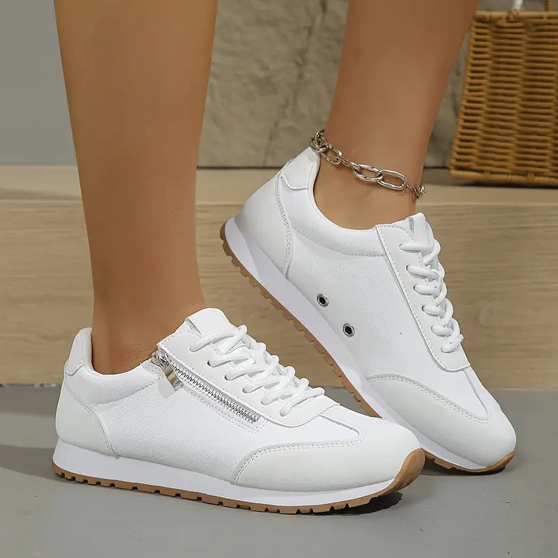 Nara sneakers donna stile retrò con lacci e zip laterale, foto 3