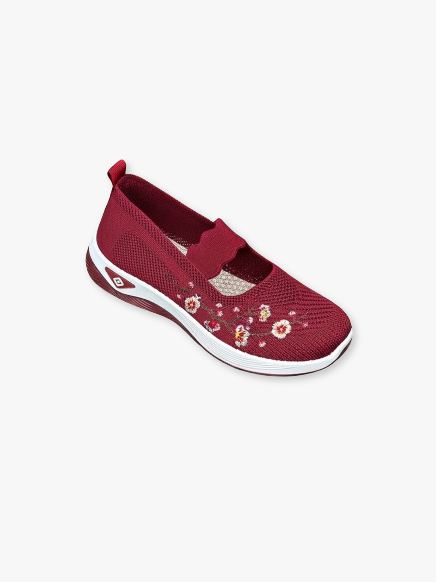 Norma scarpe basse donna con ricamo floreale e fascia sul collo del piede, foto 1