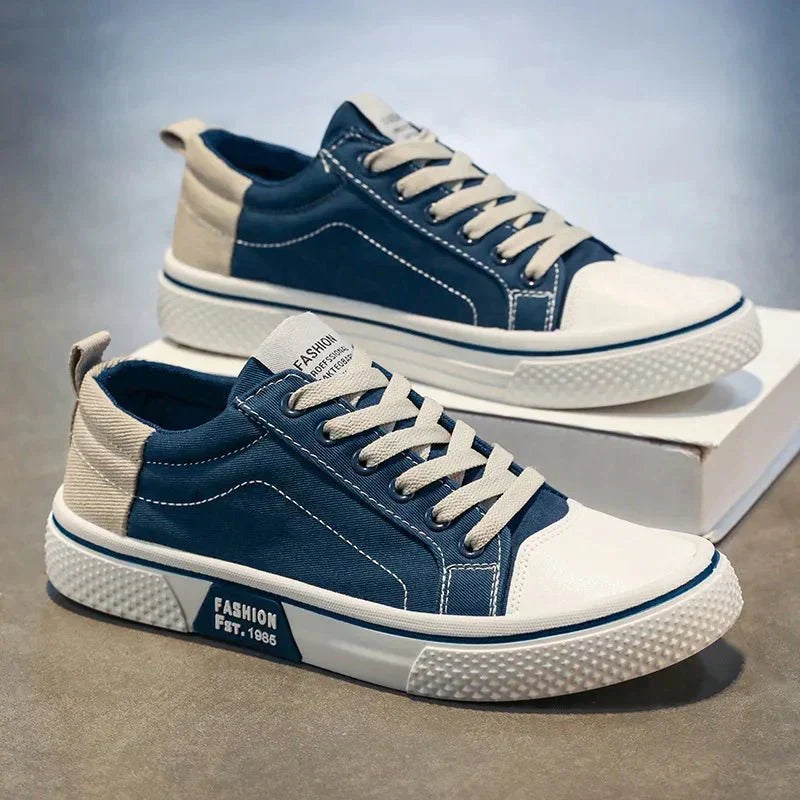 Nunzia sneakers donna basse in tela con lacci e puntale a contrasto, foto 1