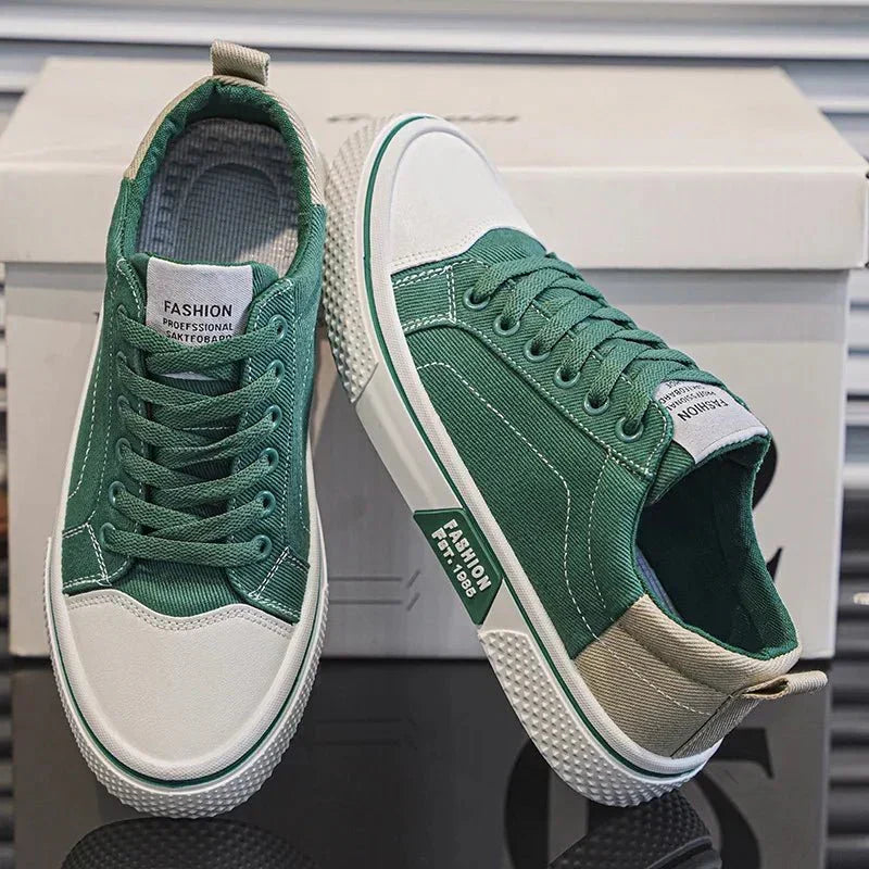 Nunzia sneakers donna basse in tela con lacci e puntale a contrasto, foto 2
