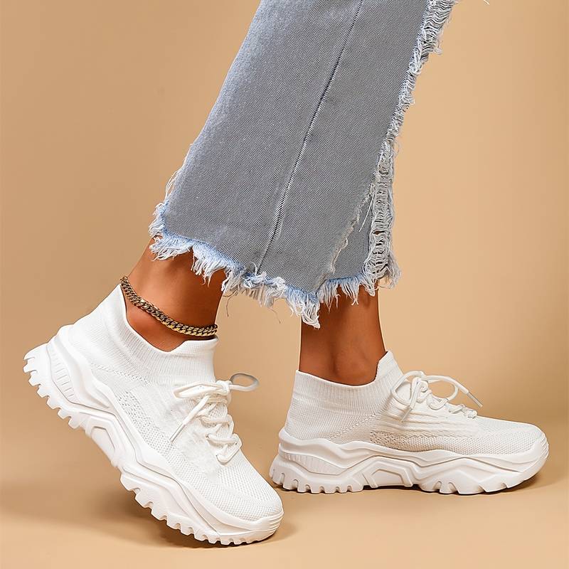 Ottilia sneakers donna a calzino con plateau e lacci, foto 1