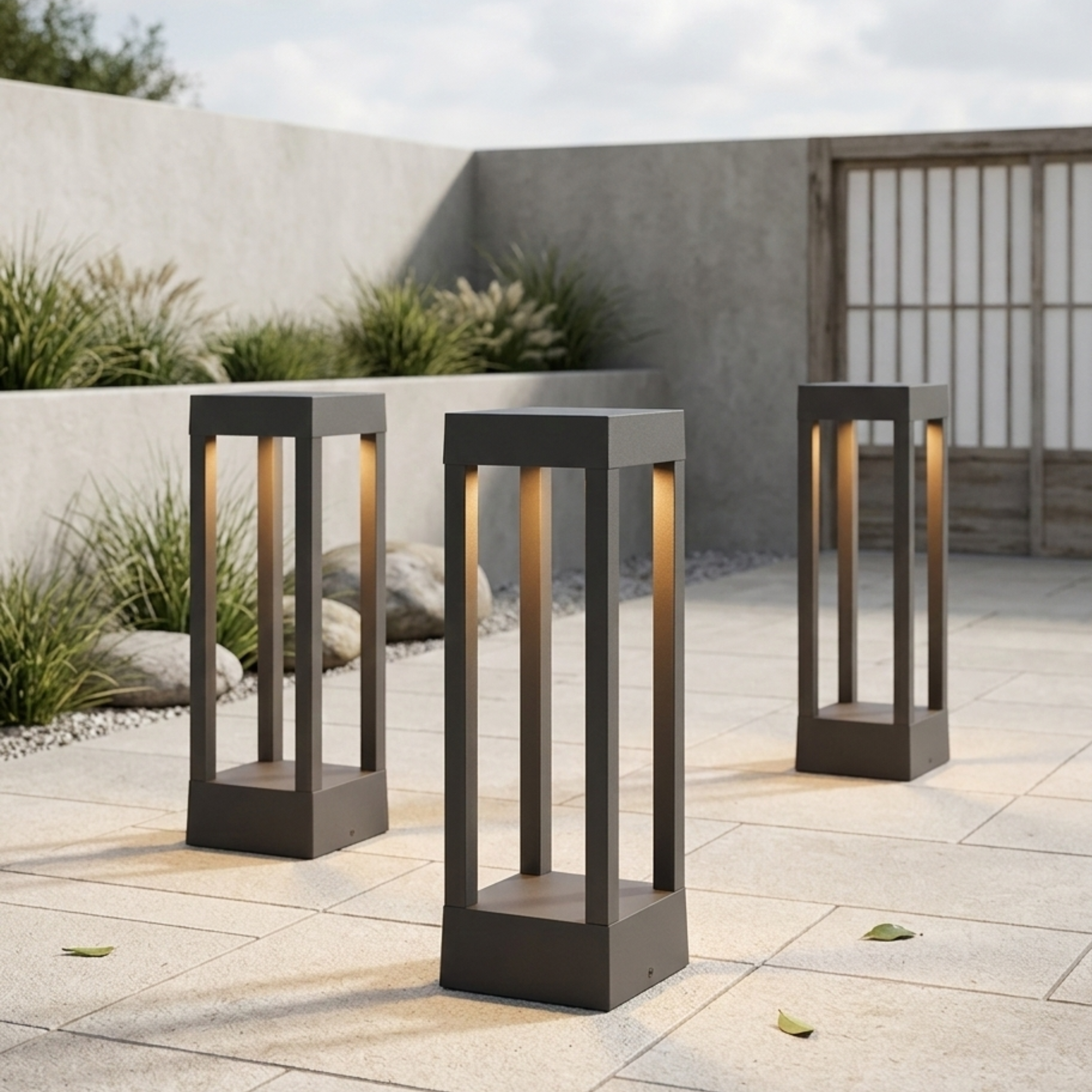 Paletto luminoso LED da esterno grigio antracite moderno per vialetti da giardino
