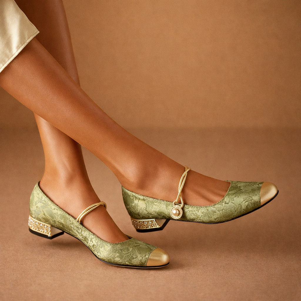 Paolina scarpe mary jane donna con tacco basso e puntale a contrasto, foto 1