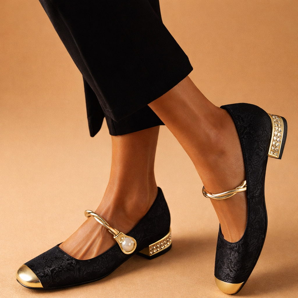Paolina scarpe mary jane donna con tacco basso e puntale a contrasto, foto 7