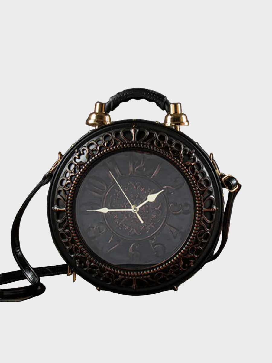 Pinuccia borsa a mano donna rotonda con orologio e tracolla rimovibile, foto 1