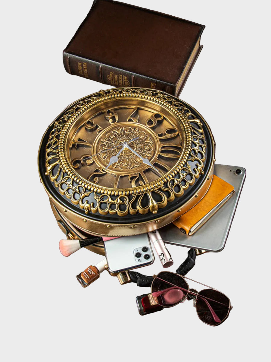 Pinuccia borsa a mano donna rotonda con orologio e tracolla rimovibile, foto 10