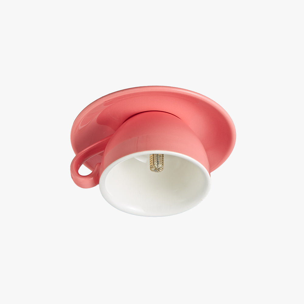 Plafoniera a soffitto in ceramica a forma di tazzina da caffè, colorata