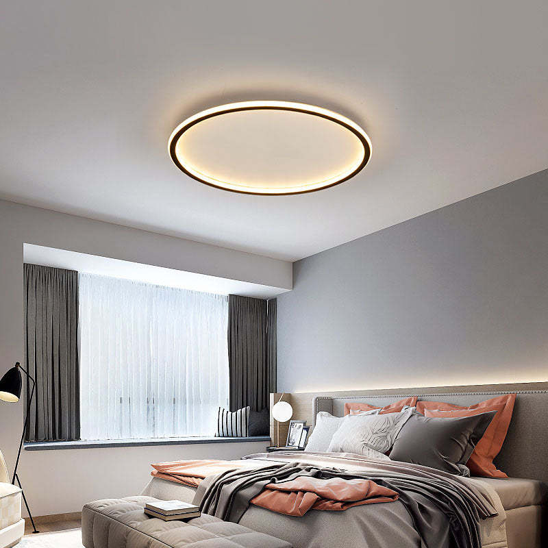 Plafoniera a soffitto LED ad anello rotondo sottile, nera e bianca