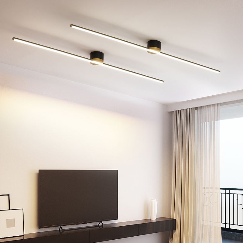 Plafoniera a soffitto LED lineare a barra sottile minimalista nera e bianca