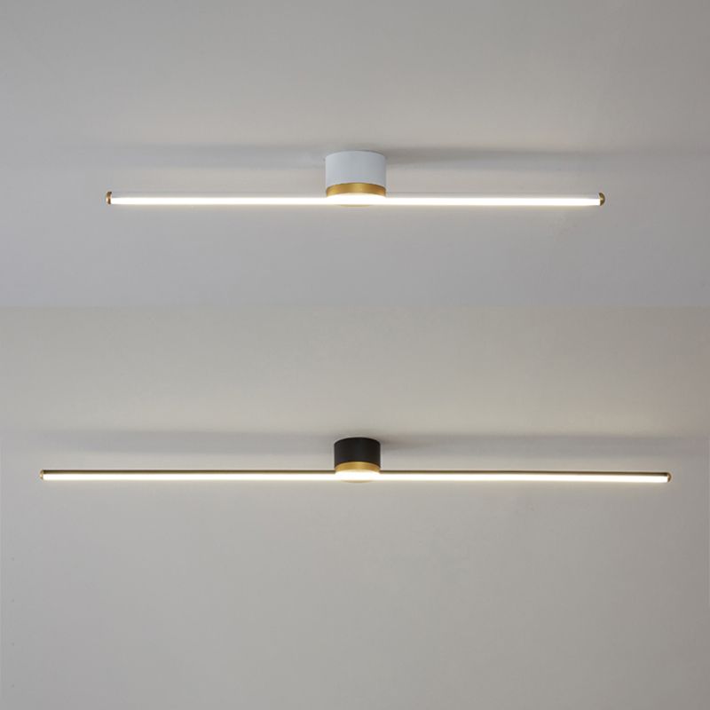 Plafoniera a soffitto LED lineare a barra sottile minimalista nera e bianca