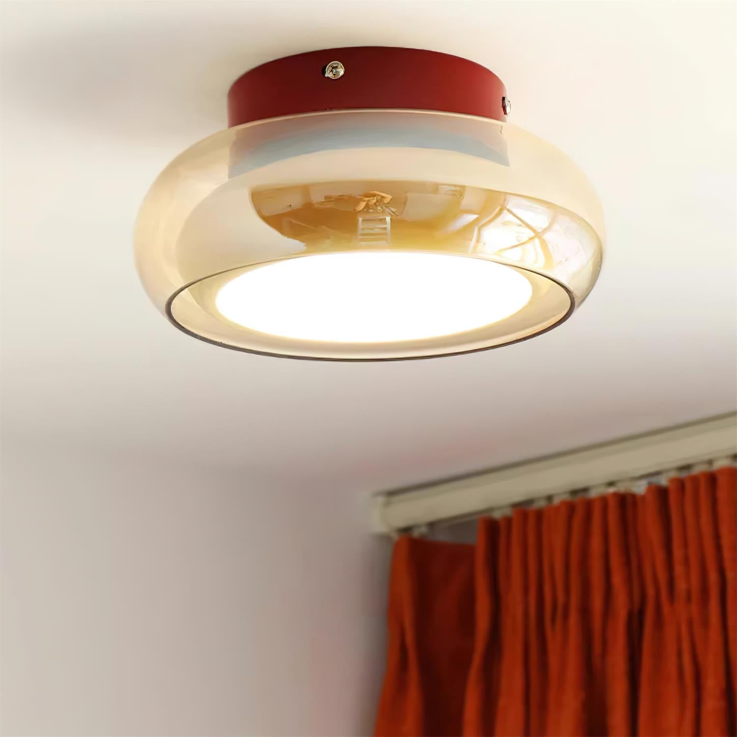Plafoniera a soffitto rotonda in vetro ambra stile retrò