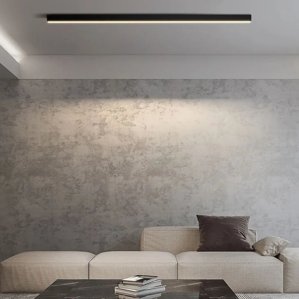 Plafoniera e lampada da parete LED lineare nera minimalista a barra
