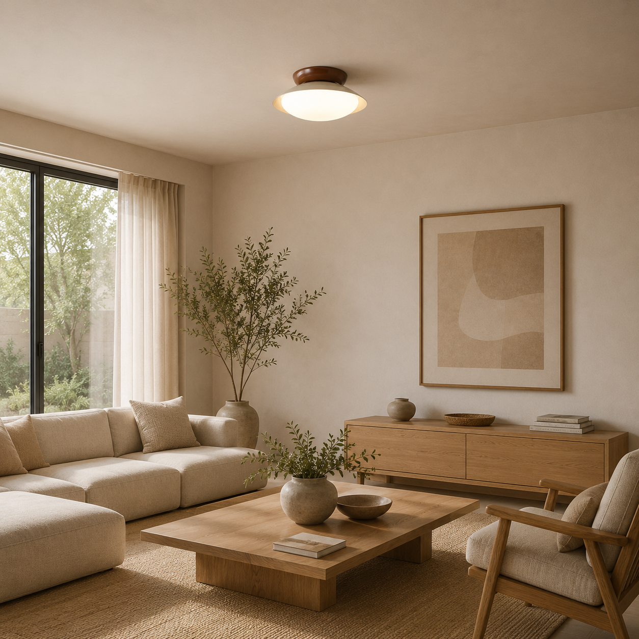 Plafoniera LED a cupola marrone mid century