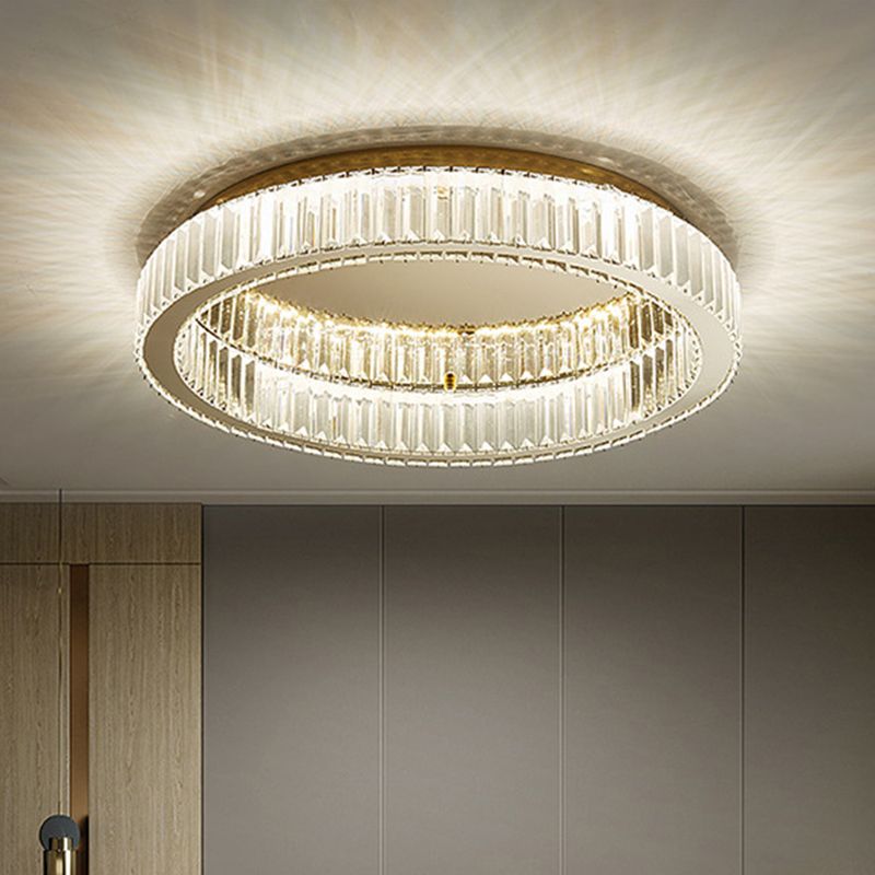 Plafoniera LED art deco ad anello circolare in cristallo oro