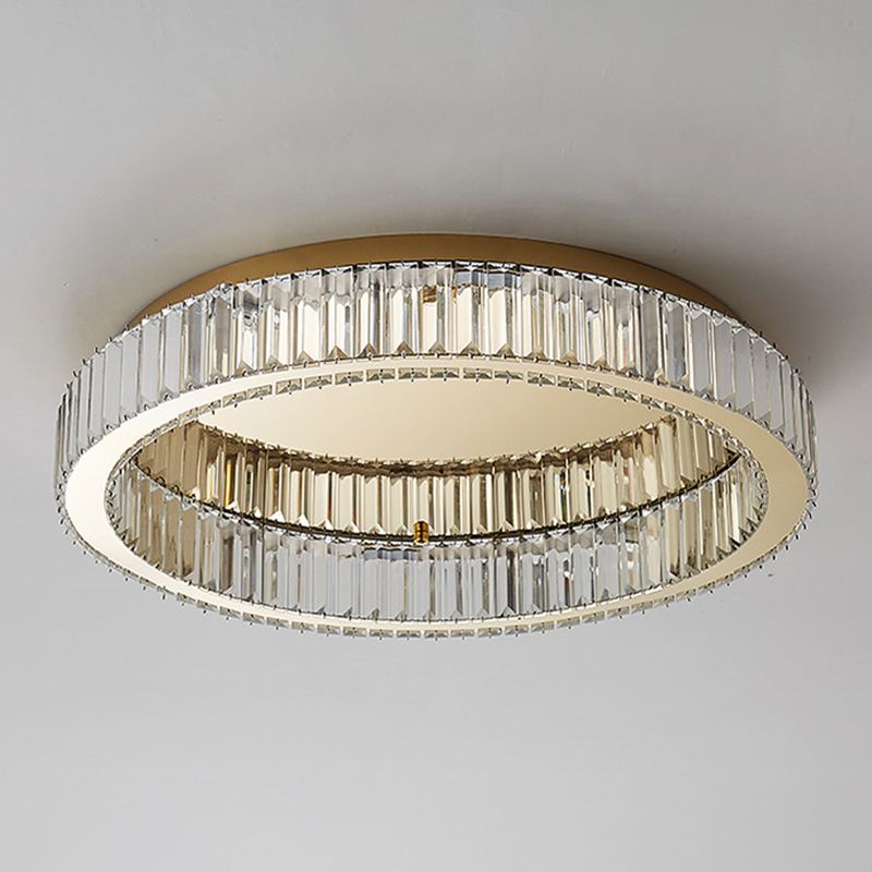 Plafoniera LED art deco ad anello circolare in cristallo oro