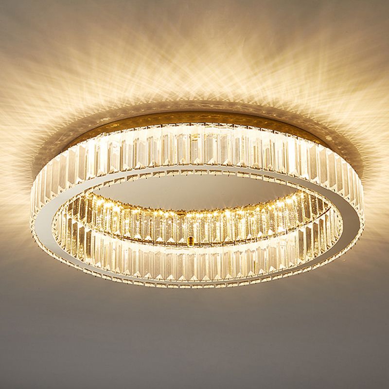 Plafoniera LED art deco ad anello circolare in cristallo oro