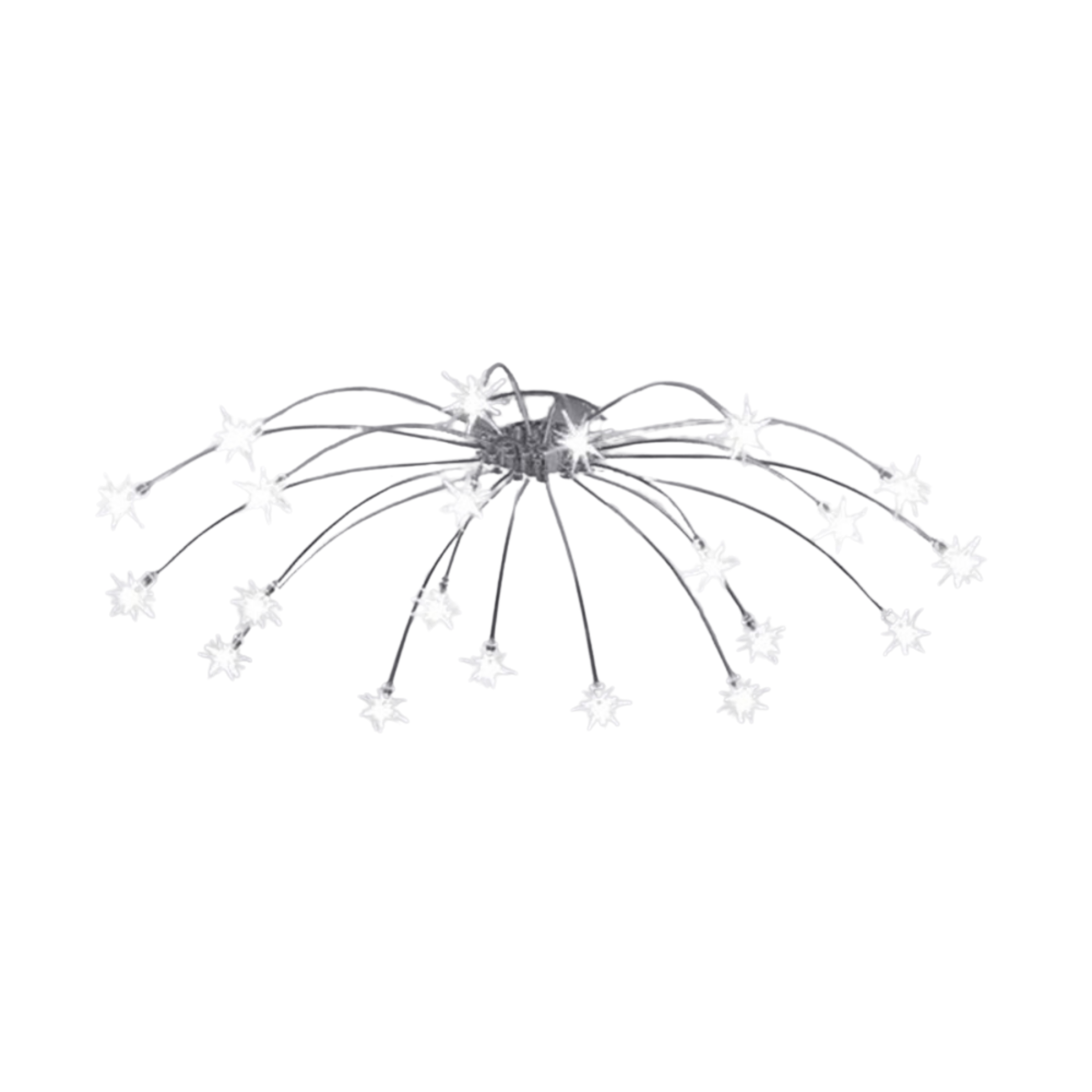 Plafoniera LED art deco sputnik a raggiera con punti luce a forma di stella